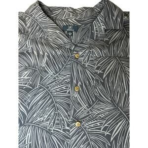 George Men’s Hawaiian Shirt Blue Palms Size Large Short Sleeve Button Up‎ NWT